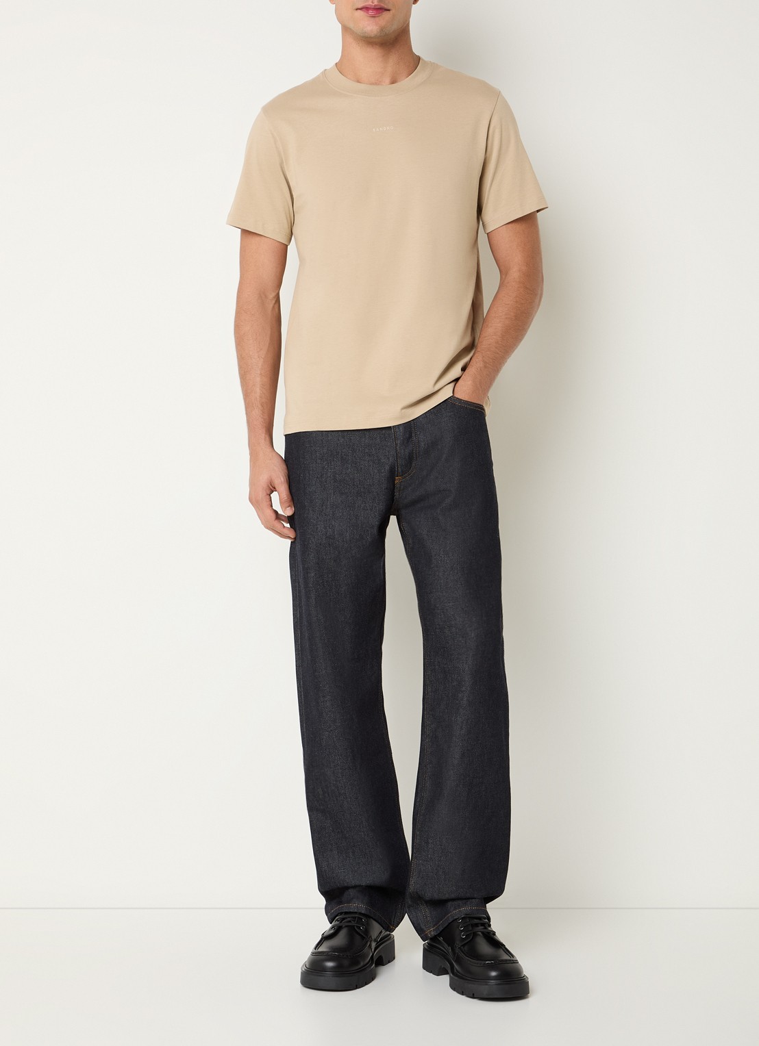 Sandro T-shirt met logo - voorkant 4 beige