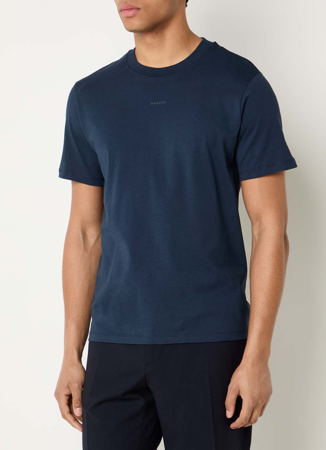 Sandro T-shirt met logo - detail donkerblauw