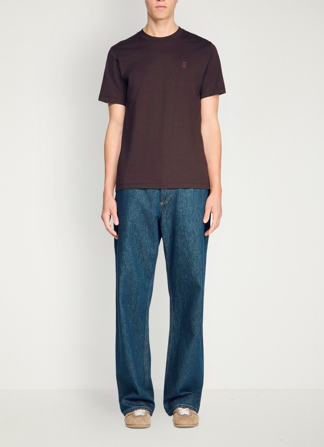 Sandro T-shirt met logo - detail 5 chocoladebruin