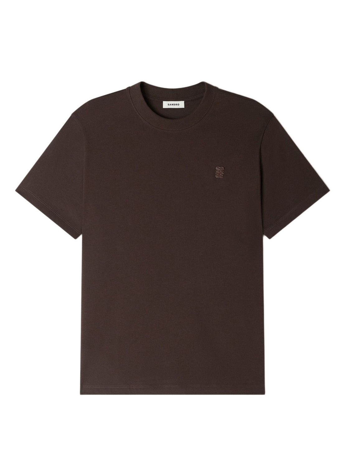 Sandro T-shirt met logo - voorkant 2 chocoladebruin