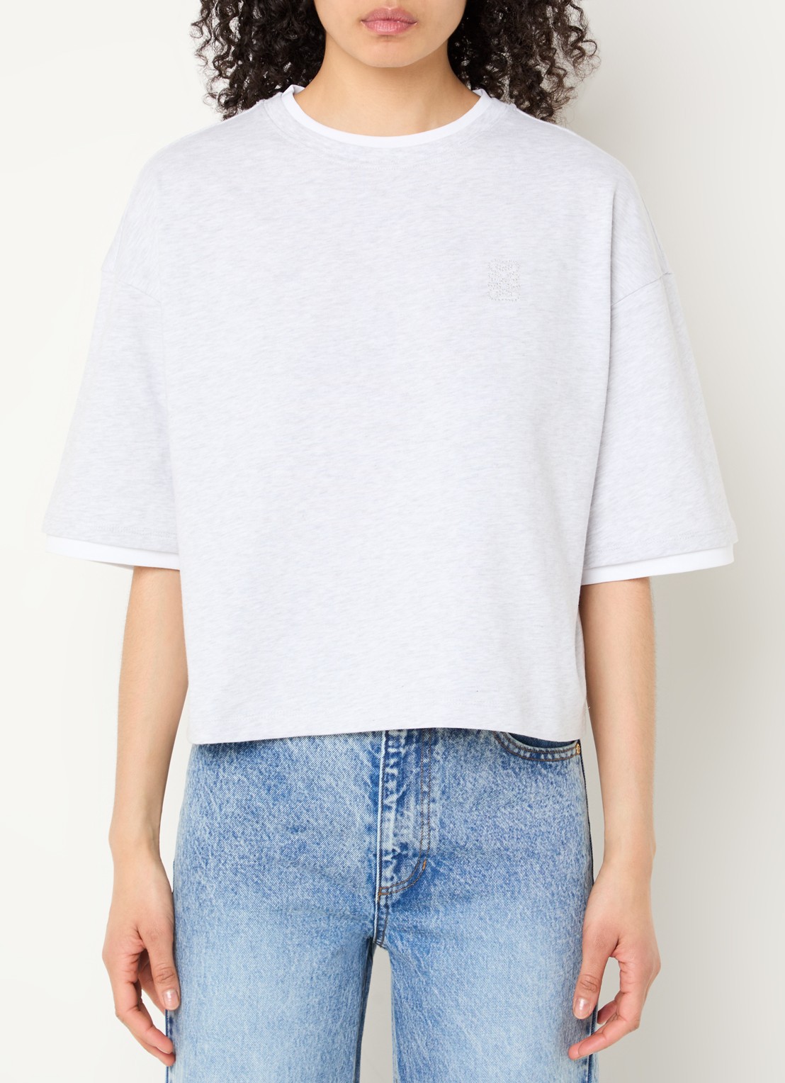Sandro T-shirt met logoborduring - detail 4 grijsmele