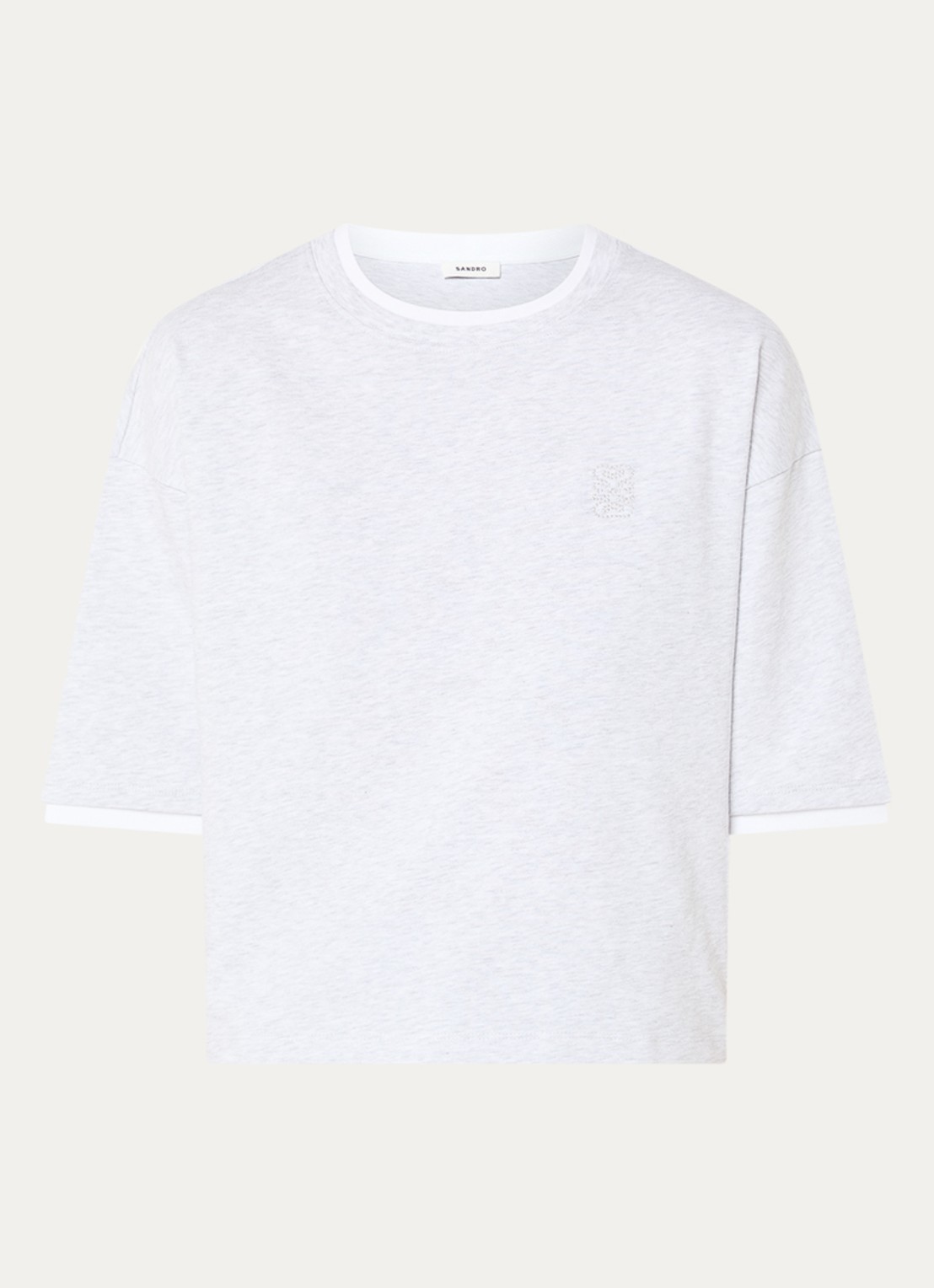 Sandro T-shirt met logoborduring - voorkant grijsmele