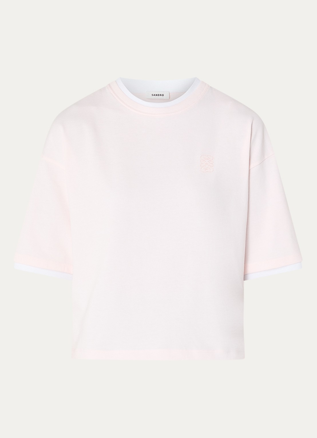 Sandro T-shirt met logoborduring - voorkant 3 lichtroze