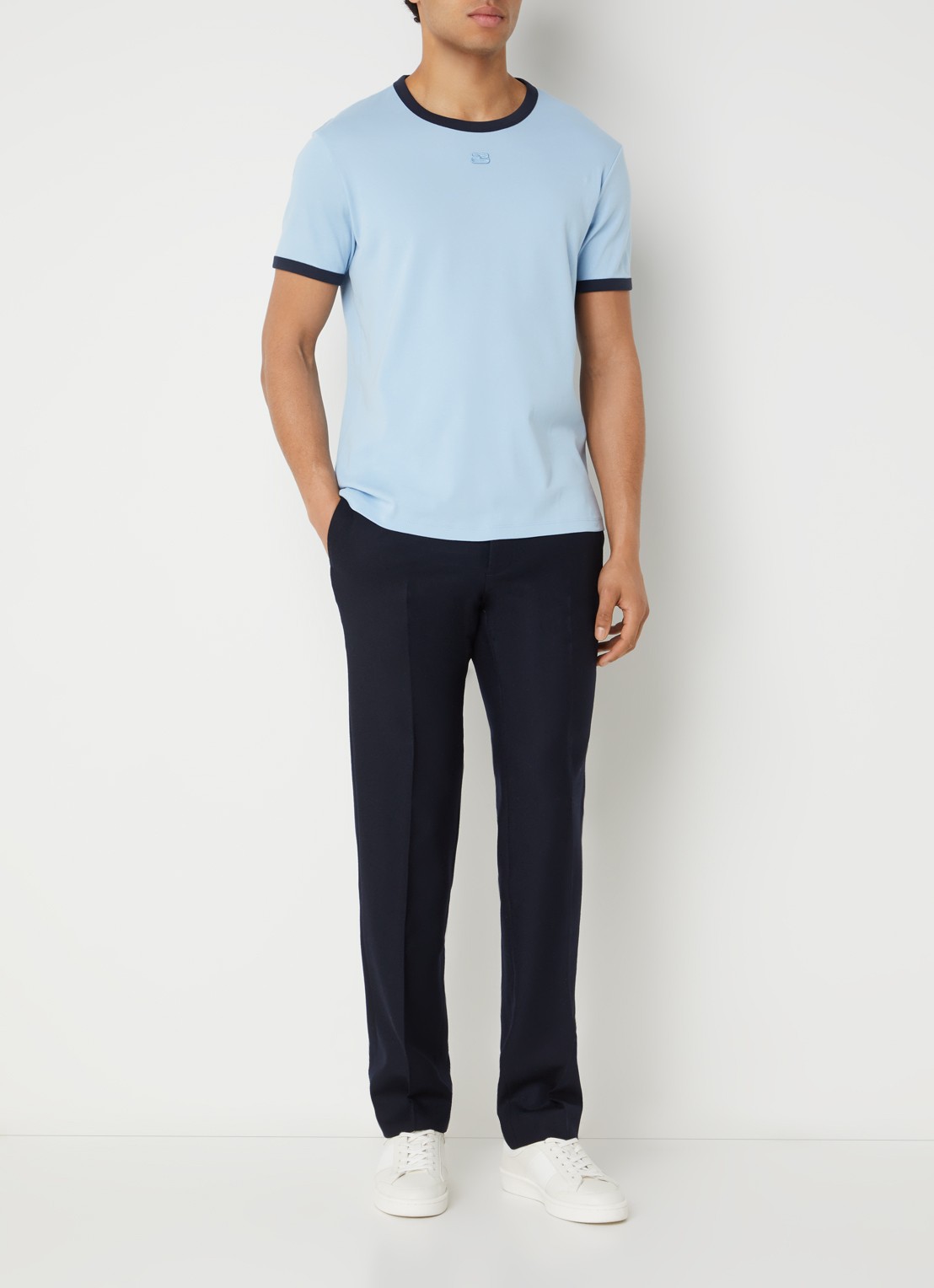 Sandro T-shirt met logoborduring - voorkant 4 blauwgrijs
