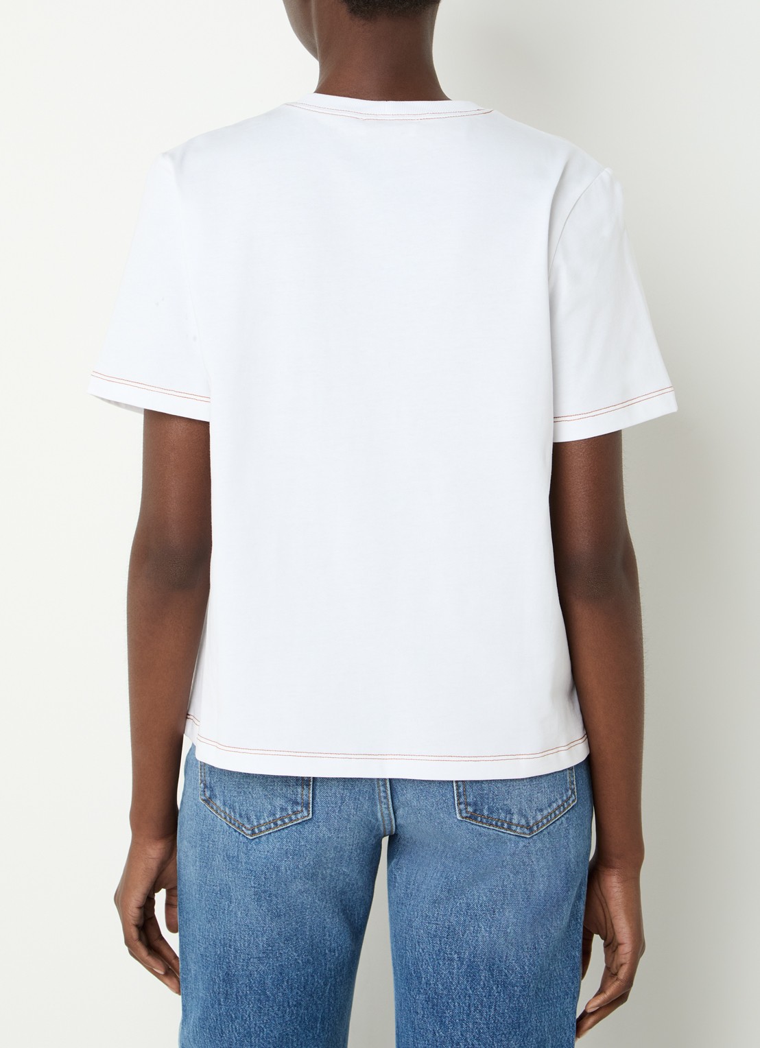 Sandro T-shirt met pailletten en siernaad - achterkant wit
