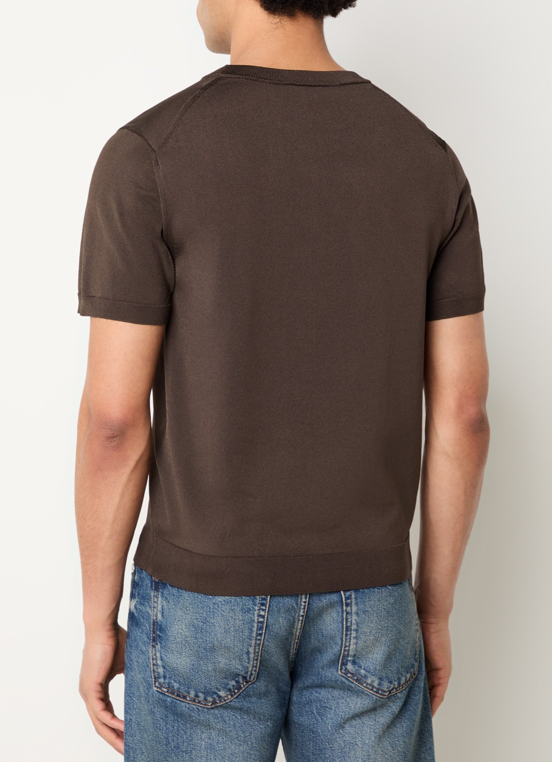 Sandro T-shirt met ronde hals - achterkant chocoladebruin