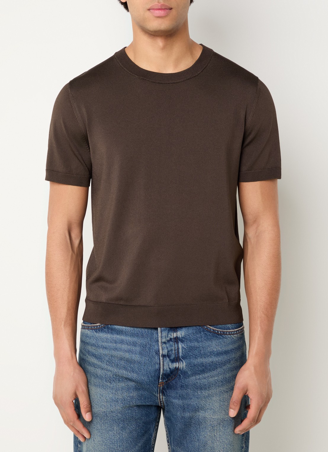 Sandro T-shirt met ronde hals - detail 2 chocoladebruin