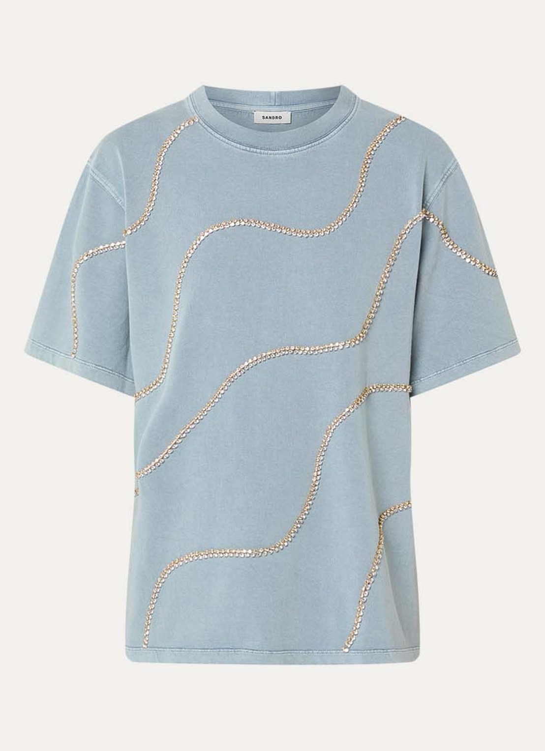 Sandro T-shirt met strass - voorkant 2 blauwgrijs