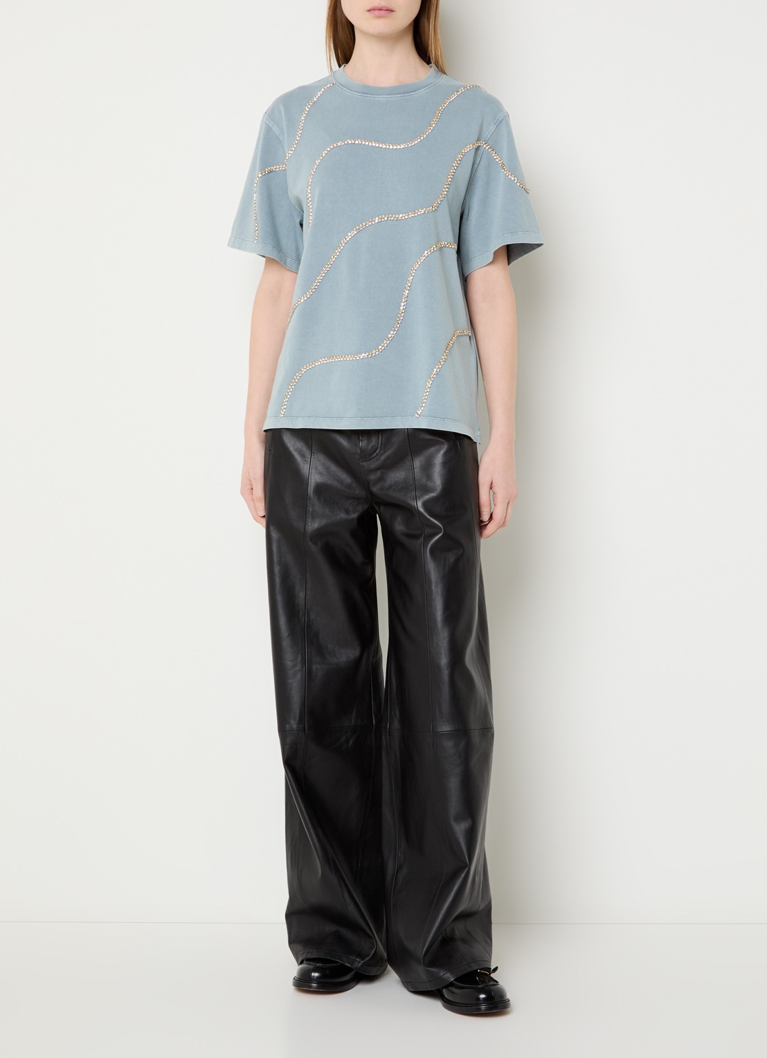 Sandro T-shirt met strass - voorkant 3 blauwgrijs