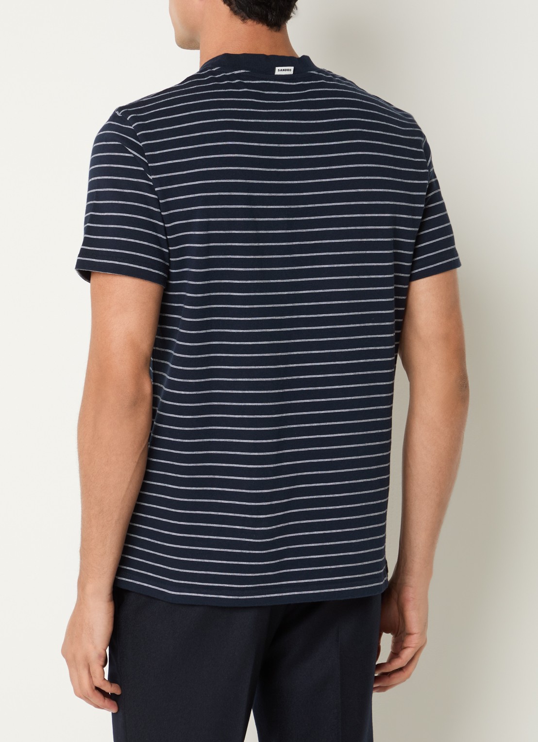 Sandro T-shirt met streepprint - achterkant donkerblauw