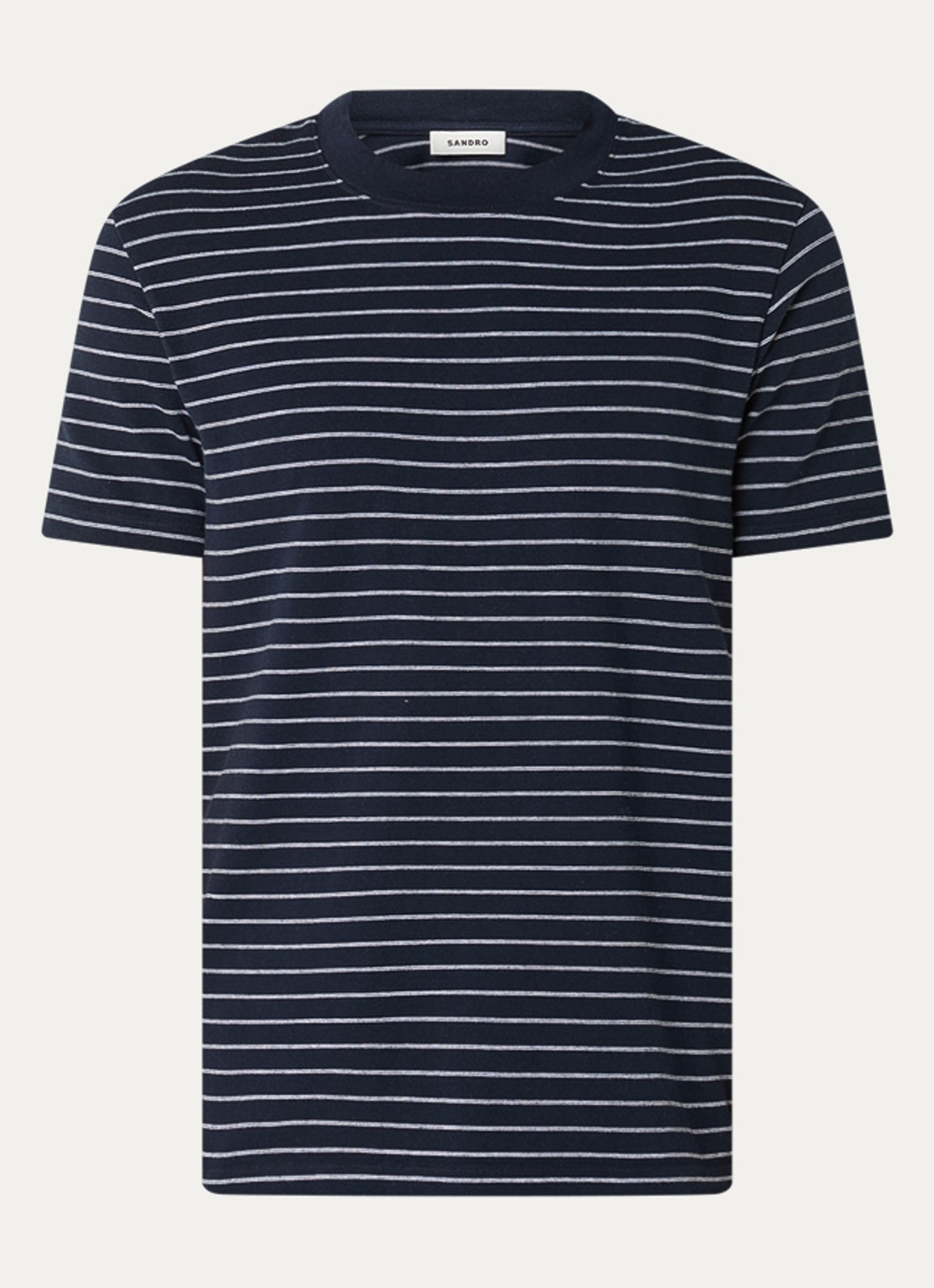 Sandro T-shirt met streepprint - voorkant 3 donkerblauw