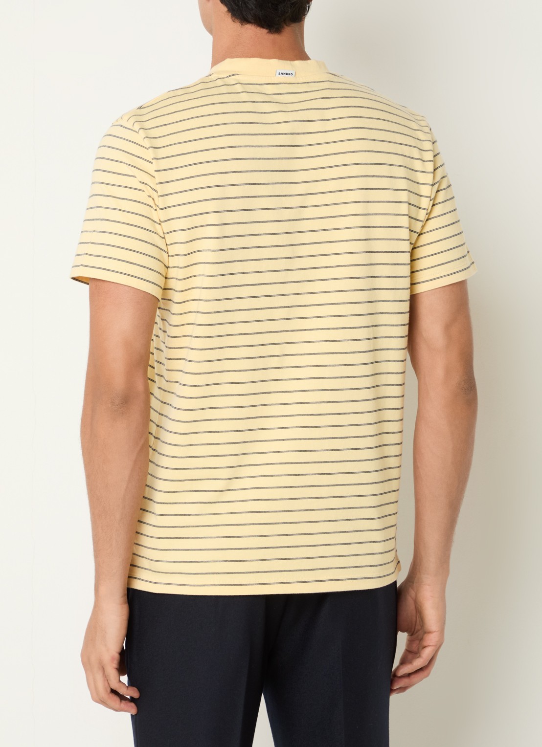 Sandro T-shirt met streepprint - achterkant 3 geel
