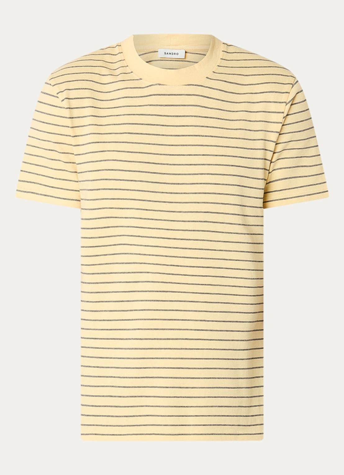Sandro T-shirt met streepprint - voorkant geel