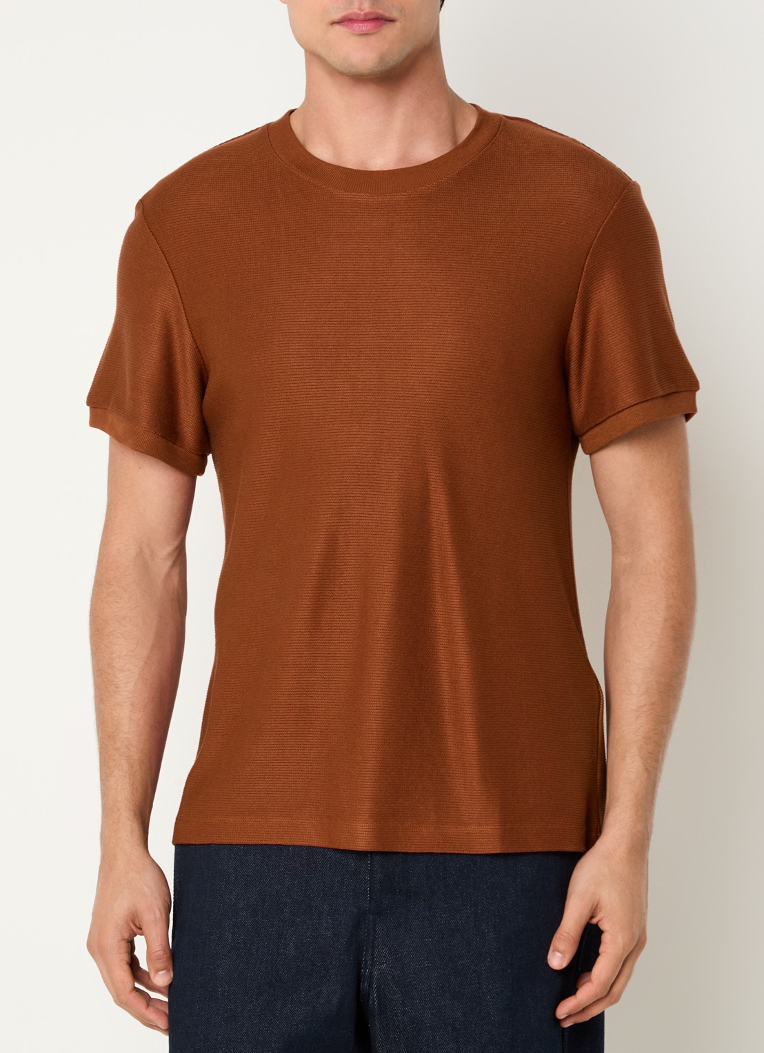 Sandro T-shirt met structuur - detail 4 roodbruin