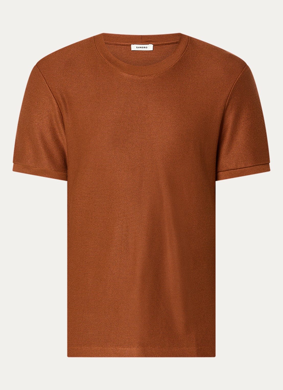 Sandro T-shirt met structuur - voorkant 2 roodbruin