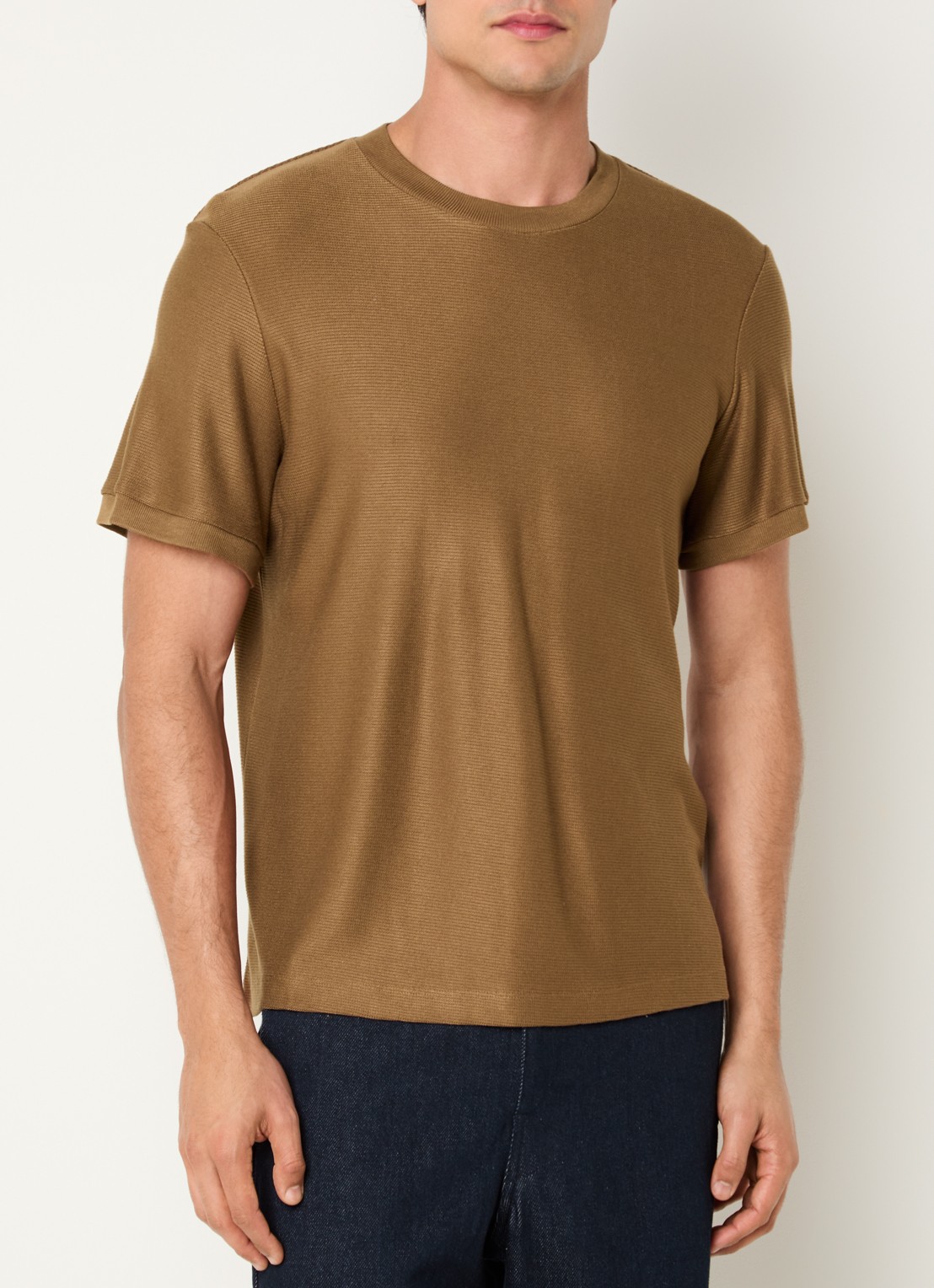 Sandro T-shirt met structuur - detail 4 camel
