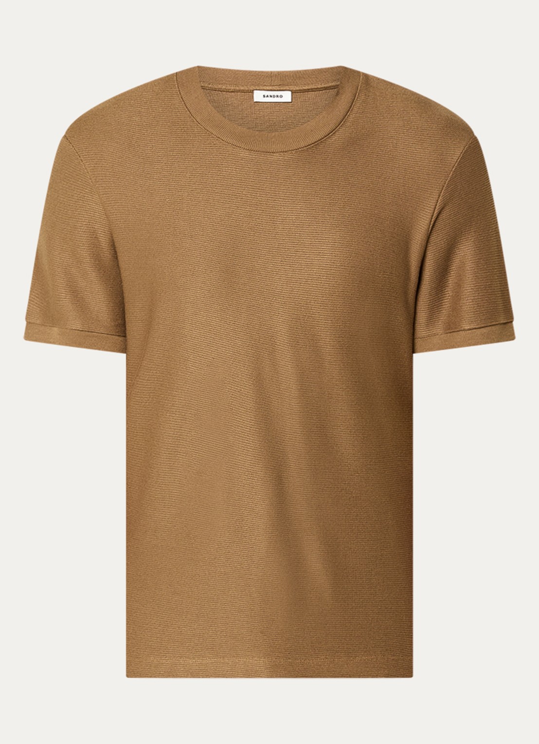 Sandro T-shirt met structuur - voorkant 2 camel
