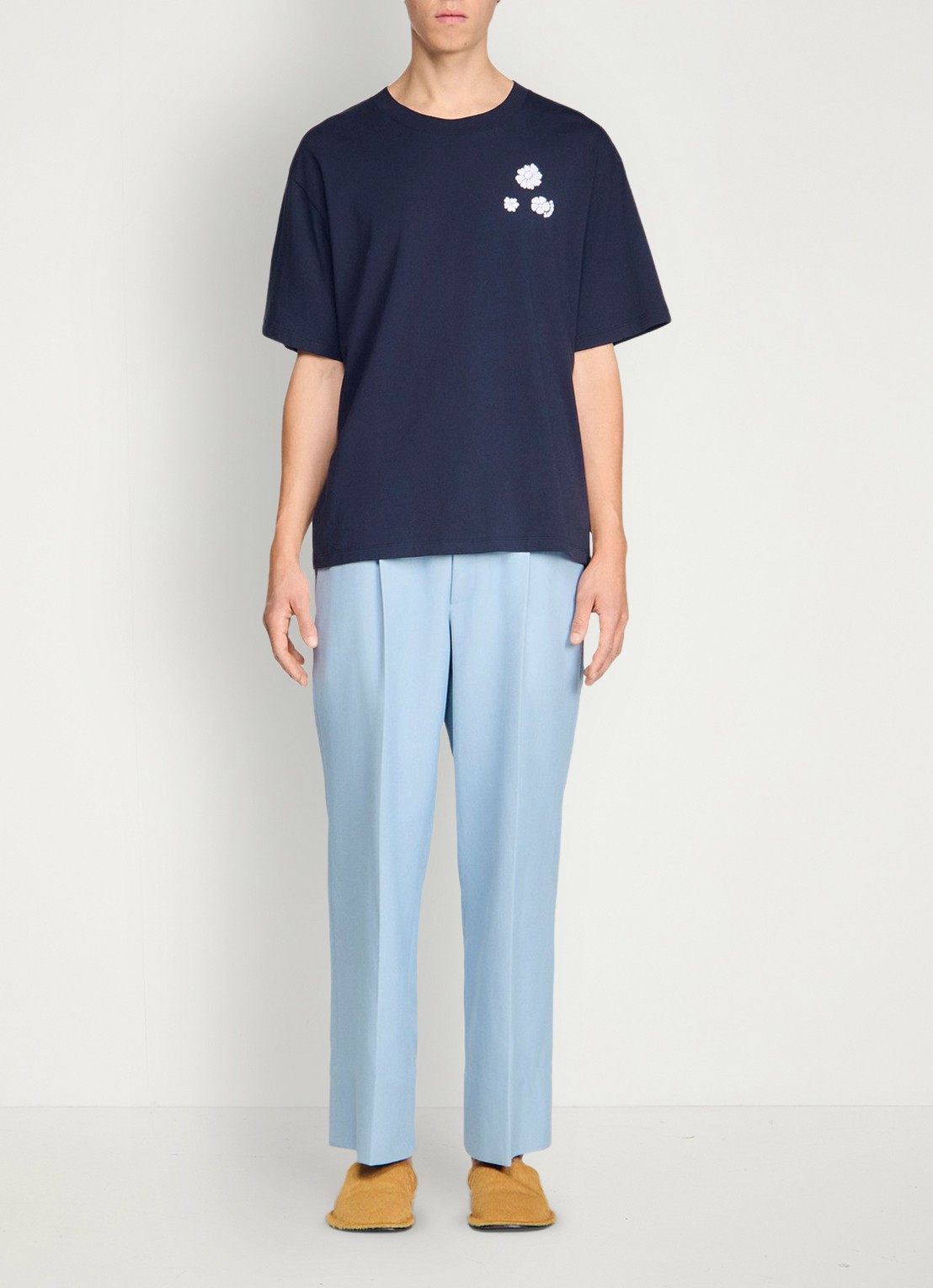 Sandro T-shirt van katoen met bloemenprint - detail 3 navy blue / blauw
