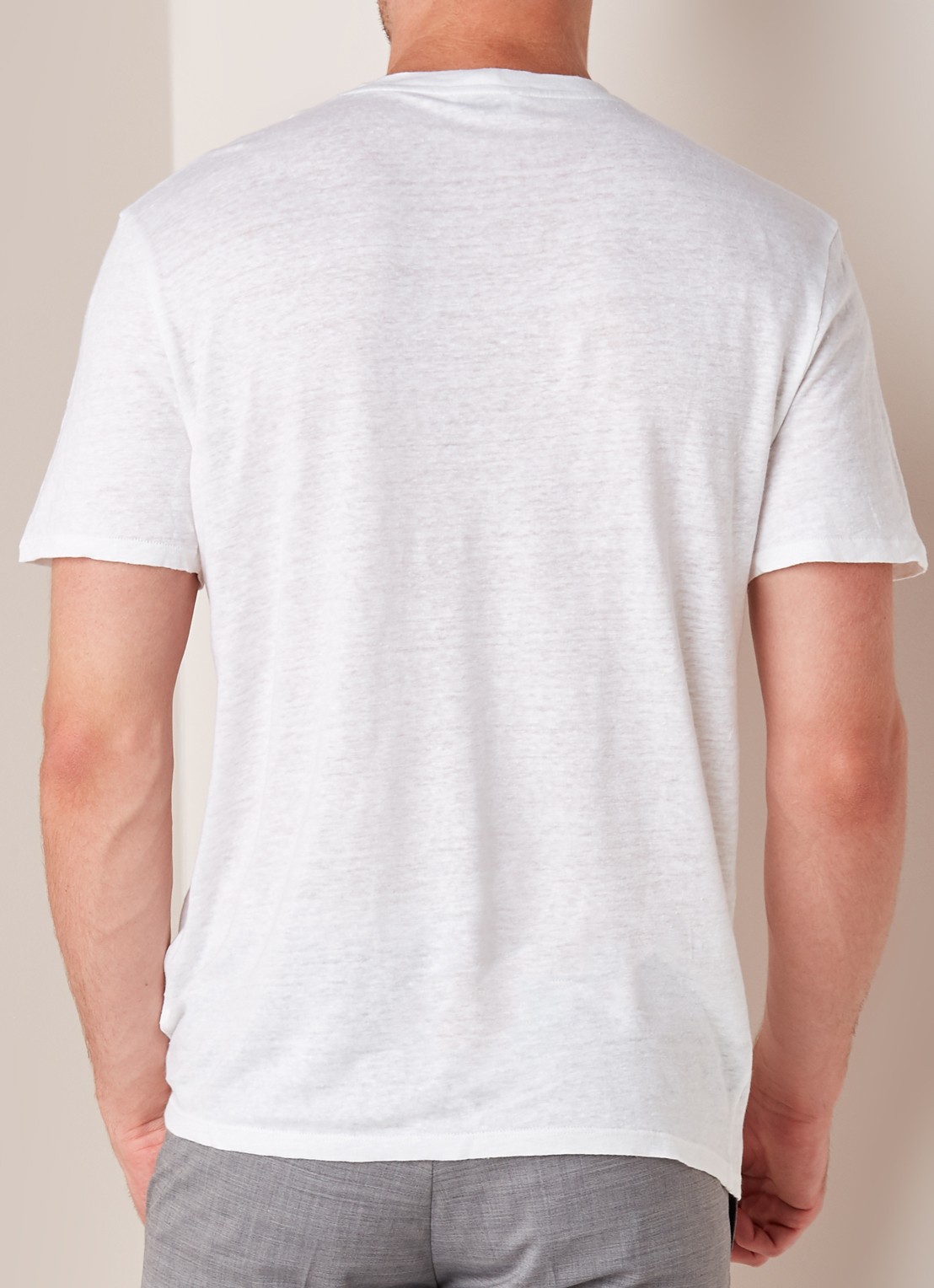 Sandro T-shirt van linnen met ronde hals - achterkant wit