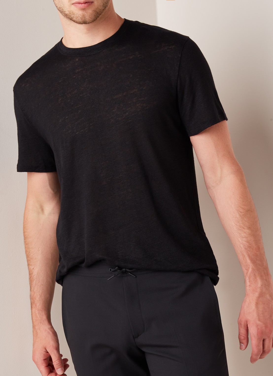 Sandro T-shirt van linnen met ronde hals - detail 4 zwart