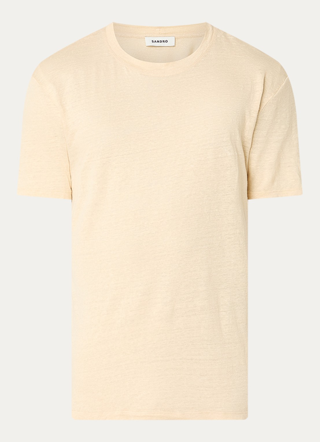 Sandro T-shirt van linnen met ronde hals - voorkant 2 creme