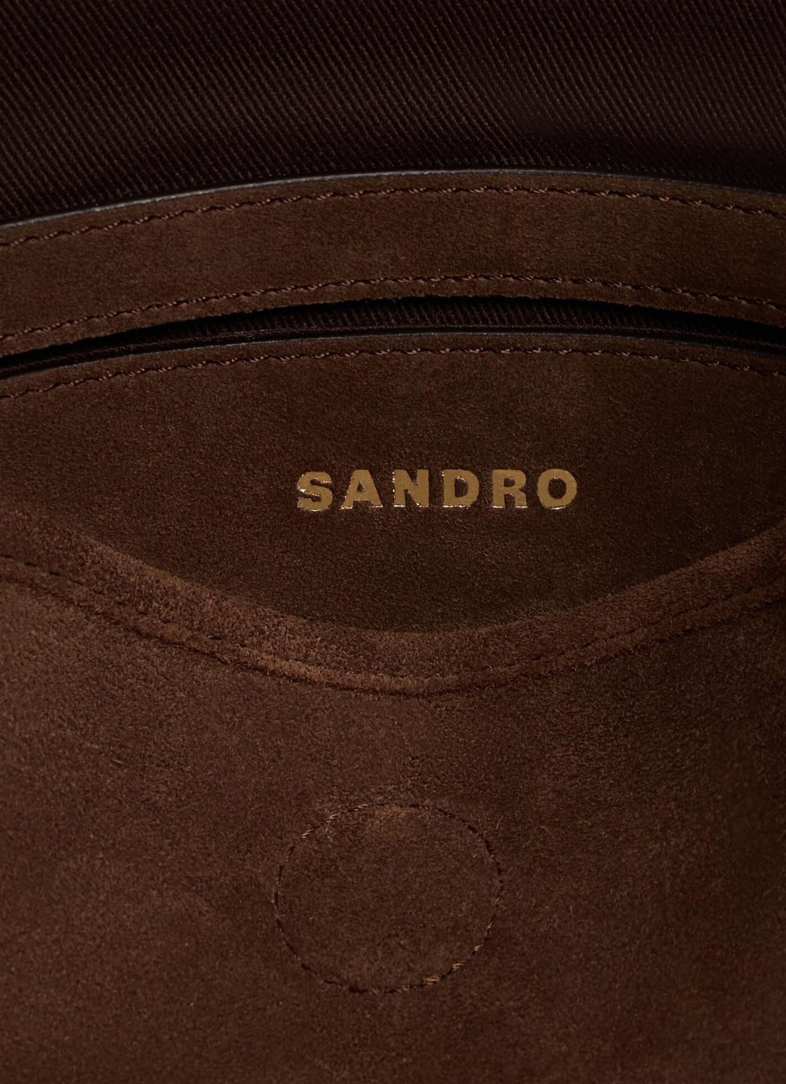 Sandro Tangoso schoudertas van suede met met verstelbare schouderriem - detail 3 brown / bruin