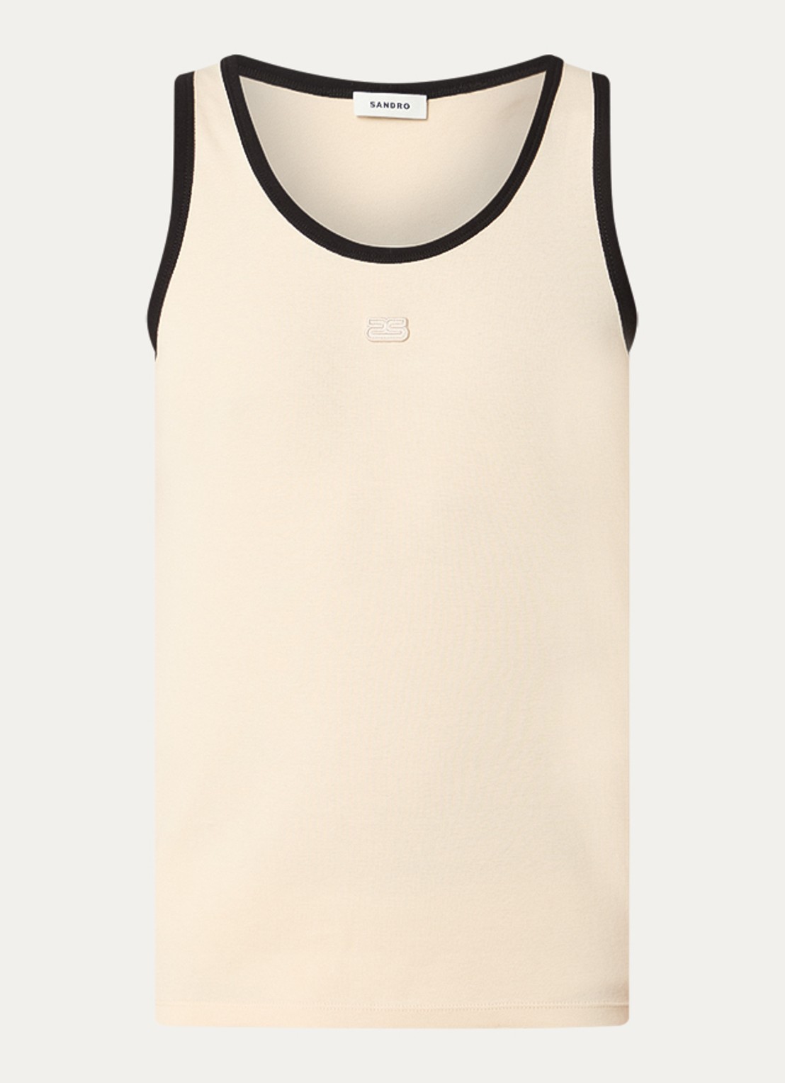 Sandro Tanktop met logoborduring - voorkant beige