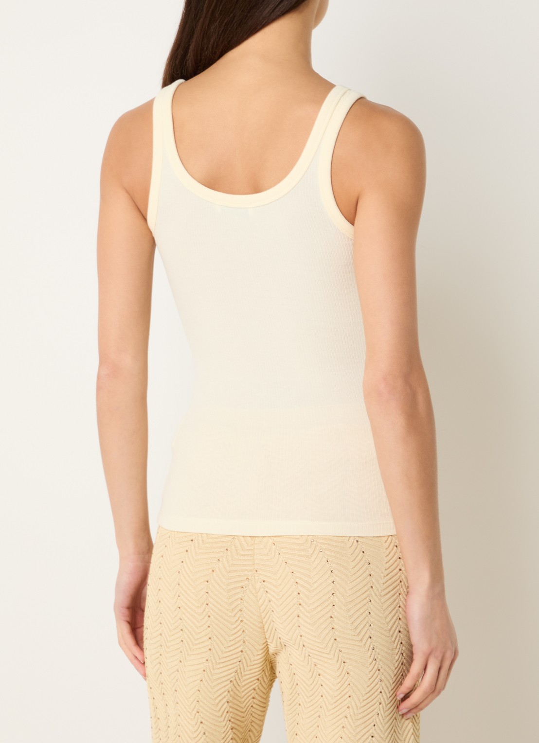 Sandro Tanktop met ribstructuur en logo - achterkant lichtgeel