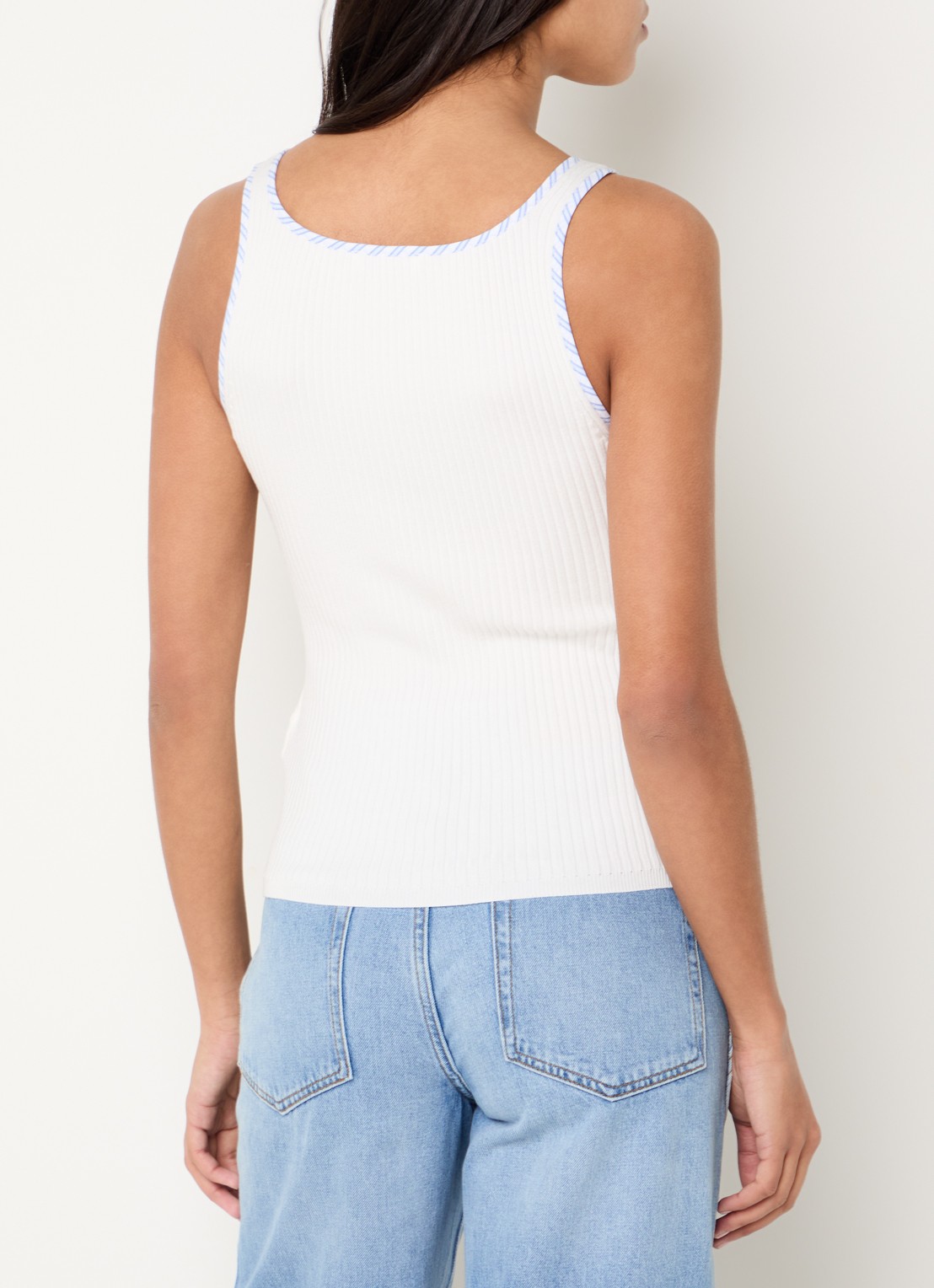Sandro Tanktop met ribstructuur in zijdeblend - achterkant 4 gebroken wit