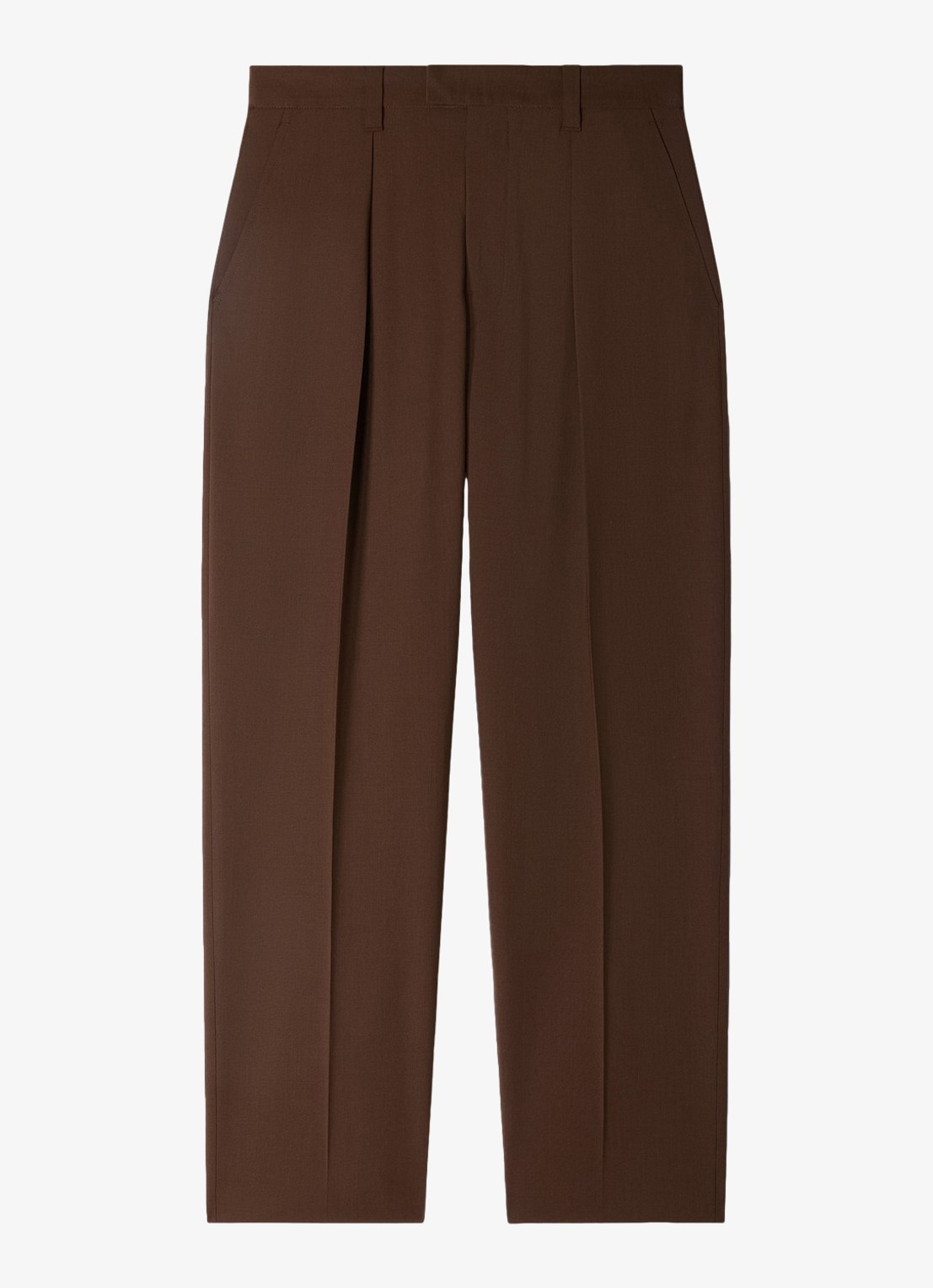 Sandro Tapered fit pantalon in wolblend - voorkant bruin