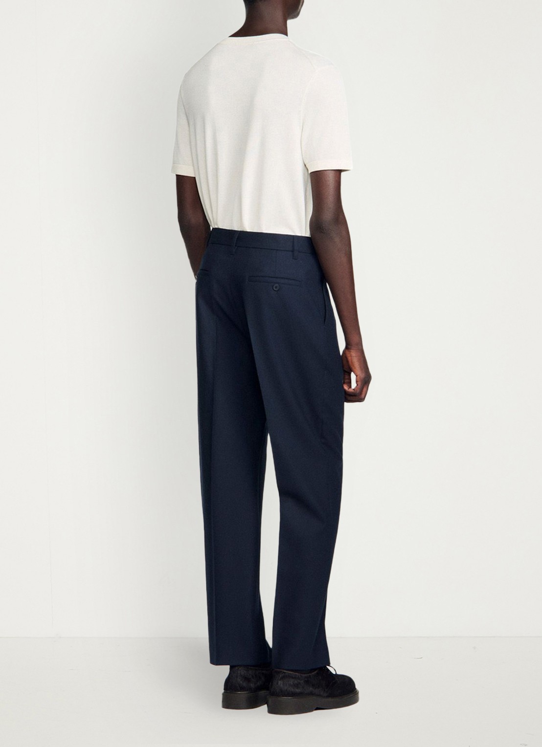 Sandro Tapered fit pantalon van wol - achterkant 6 donkerblauw