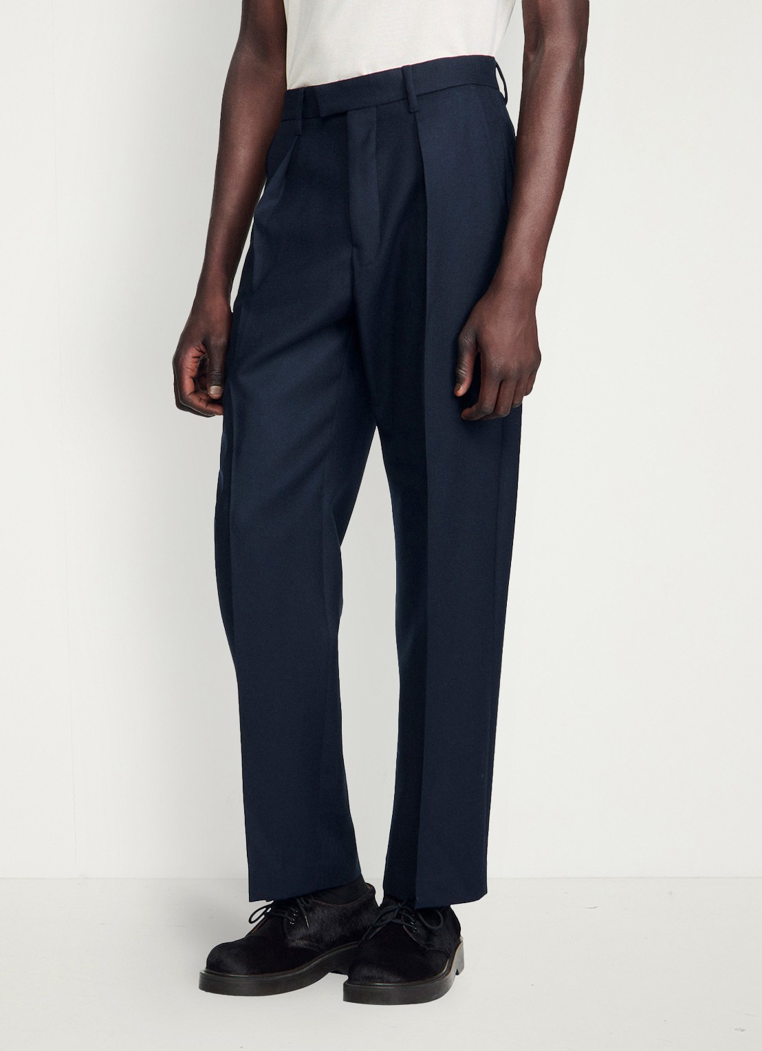 Sandro Tapered fit pantalon van wol - detail 3 donkerblauw
