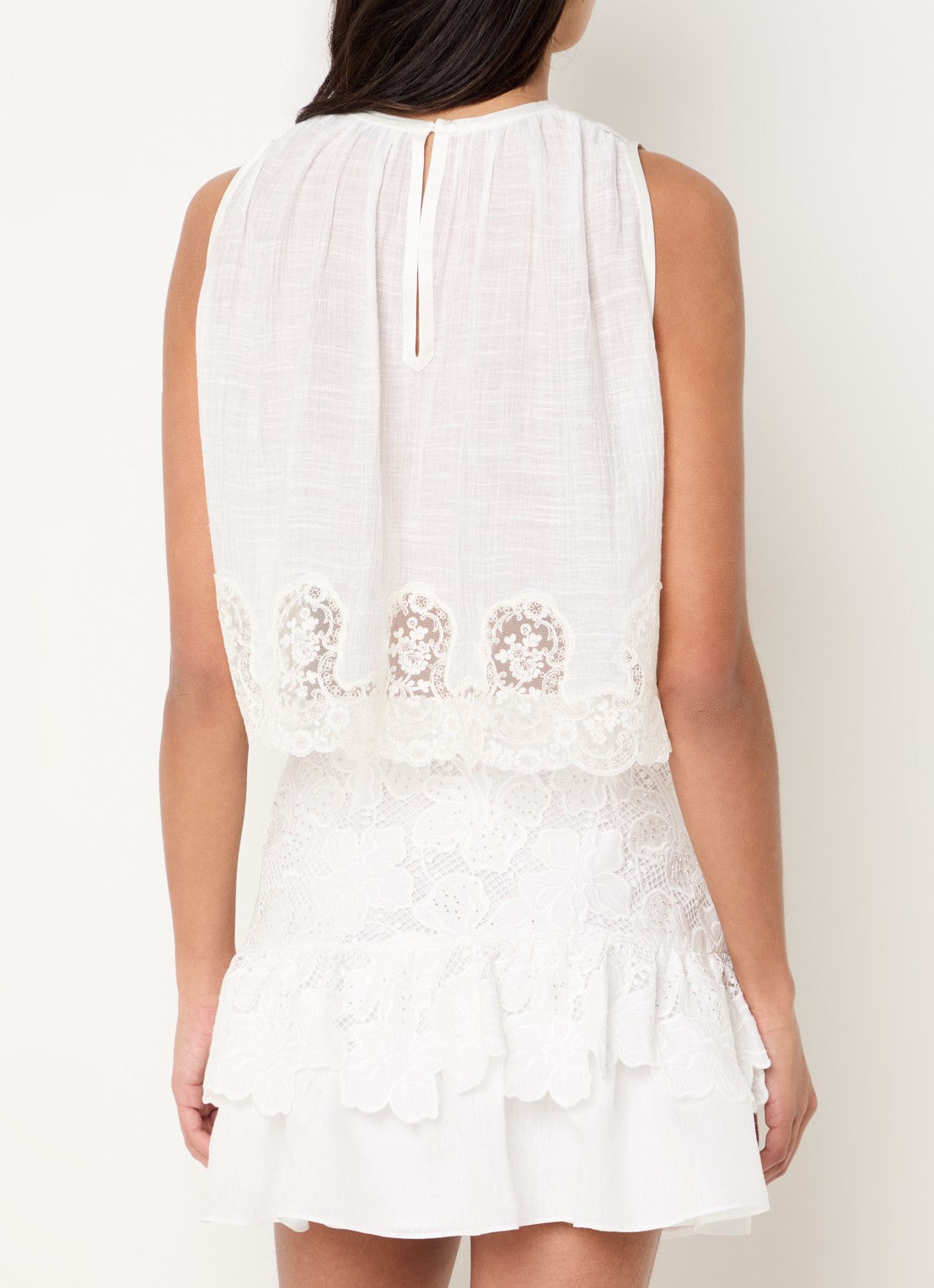 Sandro Top in linnenblend met broderie - achterkant 4 wit