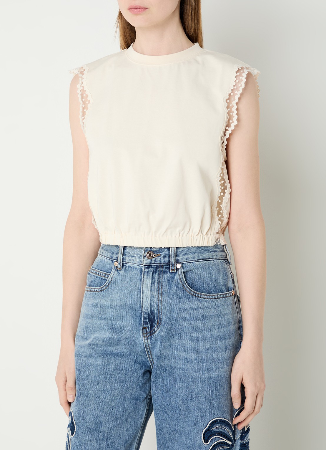 Sandro Top met details van kant - detail 4 beige