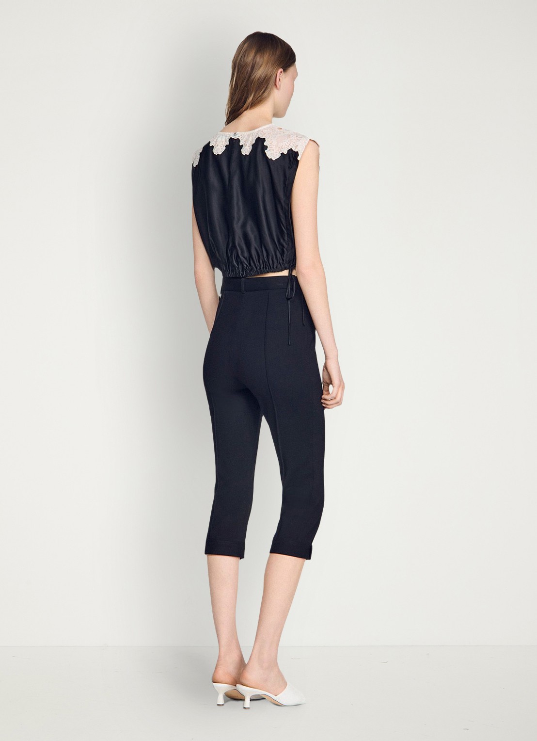 Sandro Top met details van kant - achterkant 6 zwart / ecru