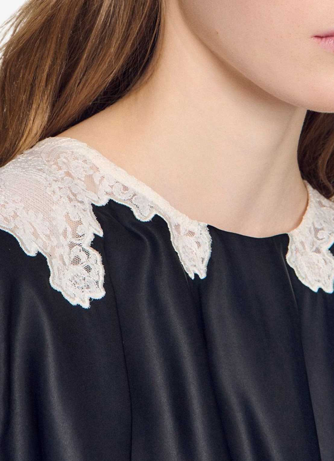 Sandro Top met details van kant - detail 4 zwart / ecru