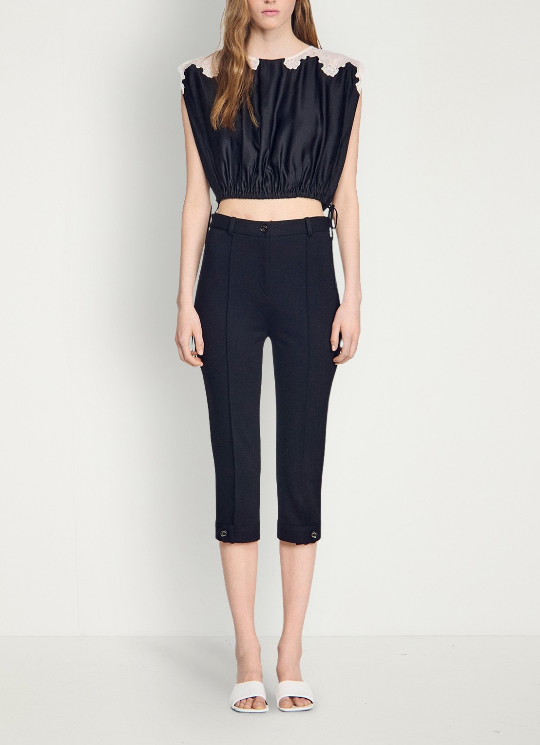 Sandro Top met details van kant - detail 5 zwart / ecru