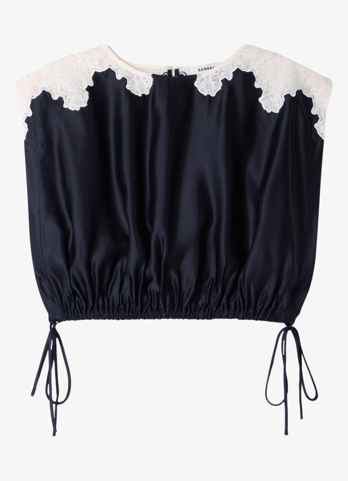 Sandro Top met details van kant - voorkant zwart / ecru