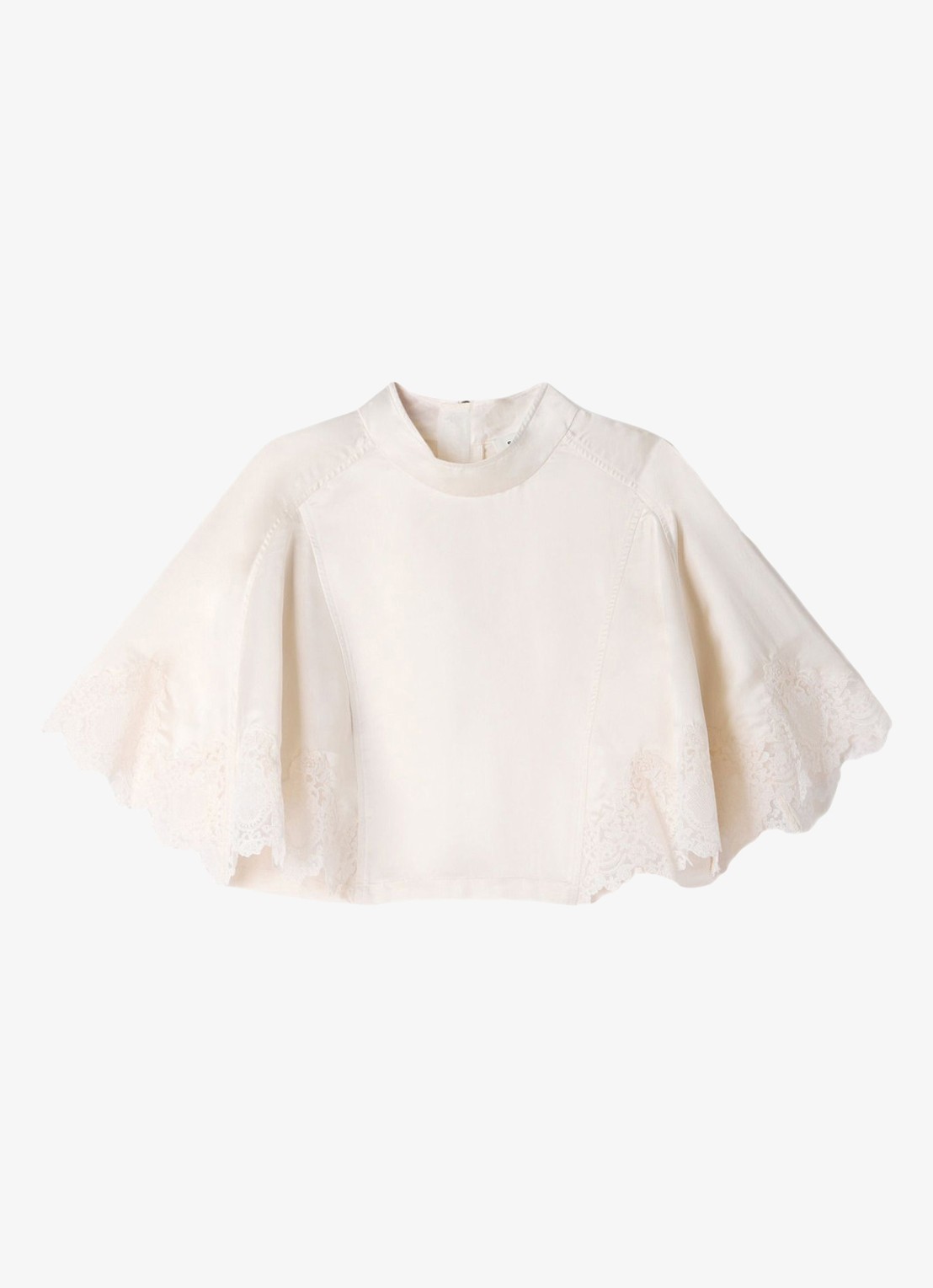 Sandro Top met opstaande kraag en details van kant - voorkant 5 beige