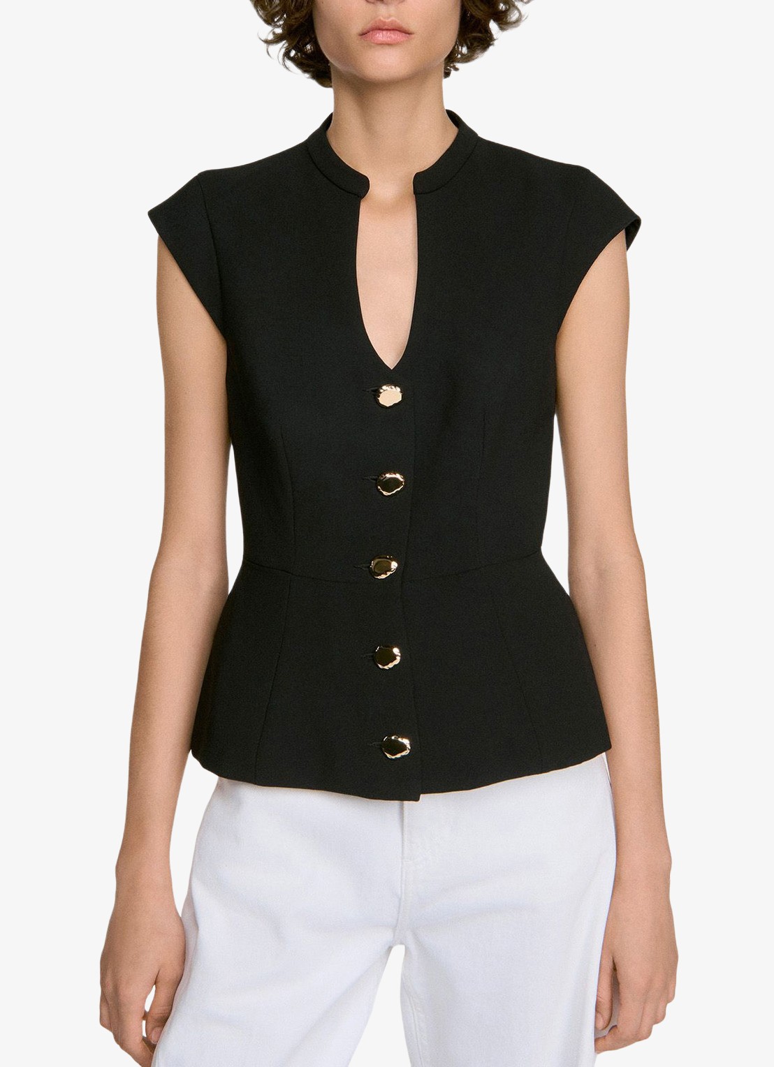 Sandro Top met peplum - detail zwart