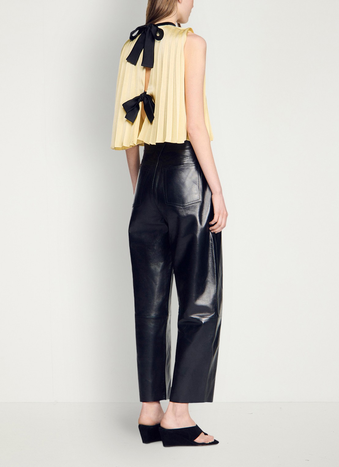 Sandro Top met plissé en strik detail - achterkant 3 straw / beige