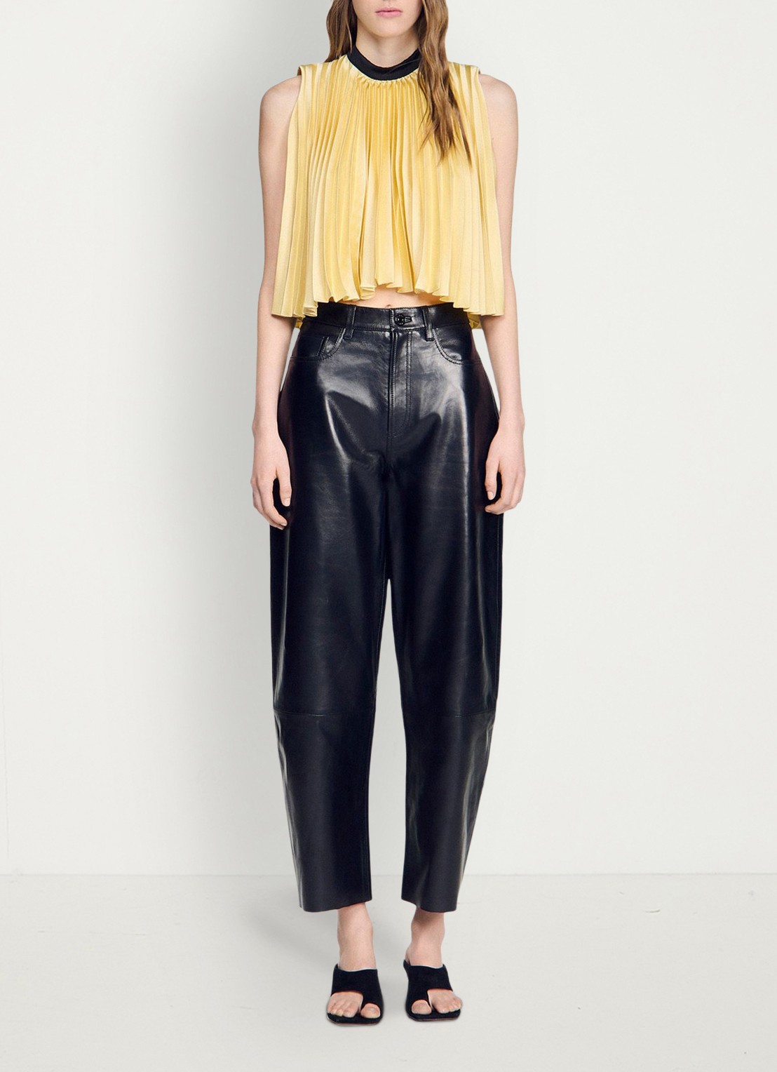 Sandro Top met plissé en strik detail - detail 6 straw / beige