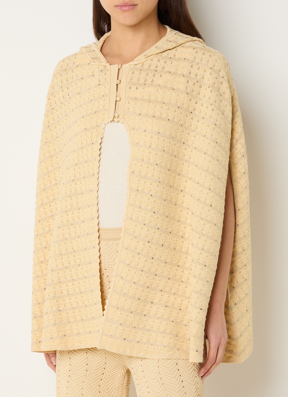 Sandro Top met strass en capuchon - detail 4 lichtgeel