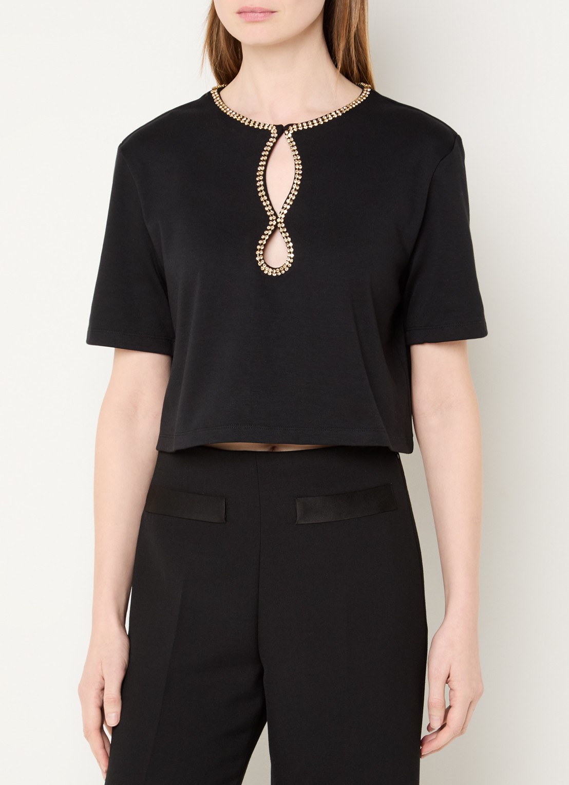 Sandro Top met strass en V-hals - detail 2 zwart