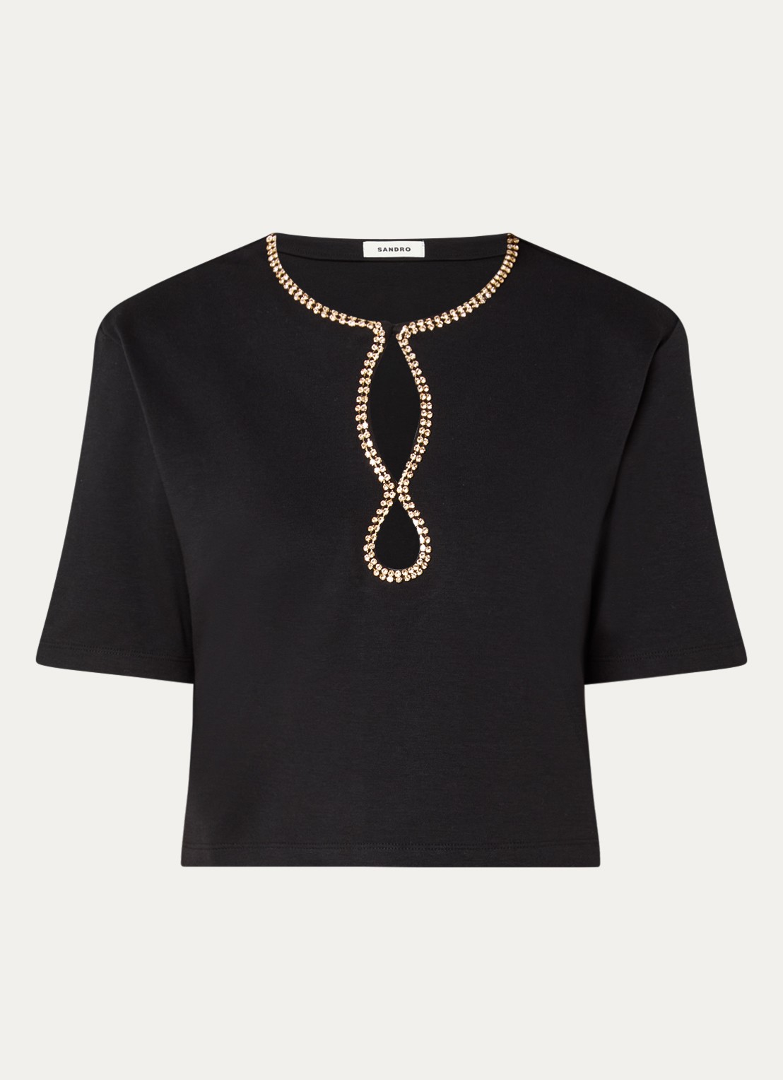 Sandro Top met strass en V-hals - voorkant 3 zwart