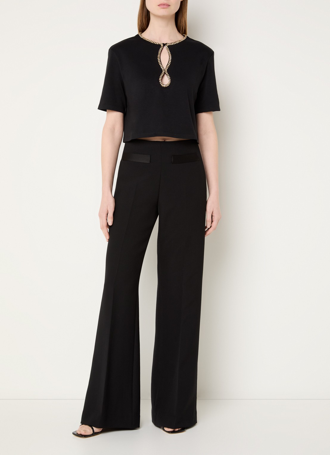 Sandro Top met strass en V-hals - voorkant 4 zwart