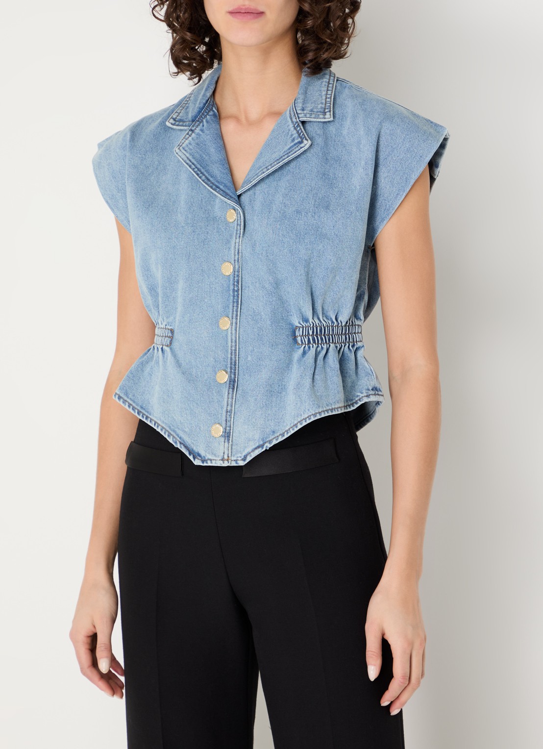 Sandro Top van denim - detail 4 indigo