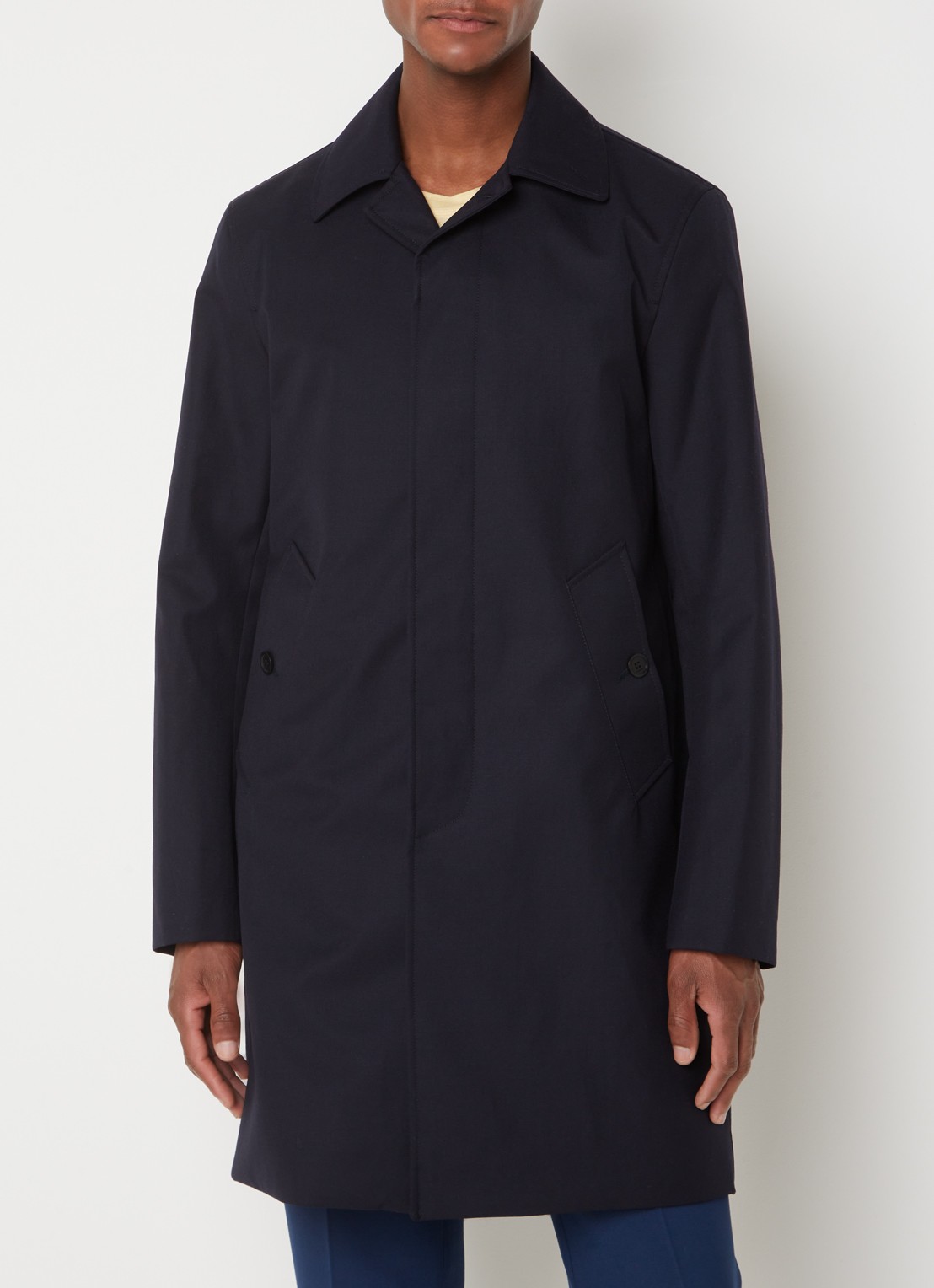 Sandro Trenchcoat in wolblend met steekzakken - detail 2 donkerblauw