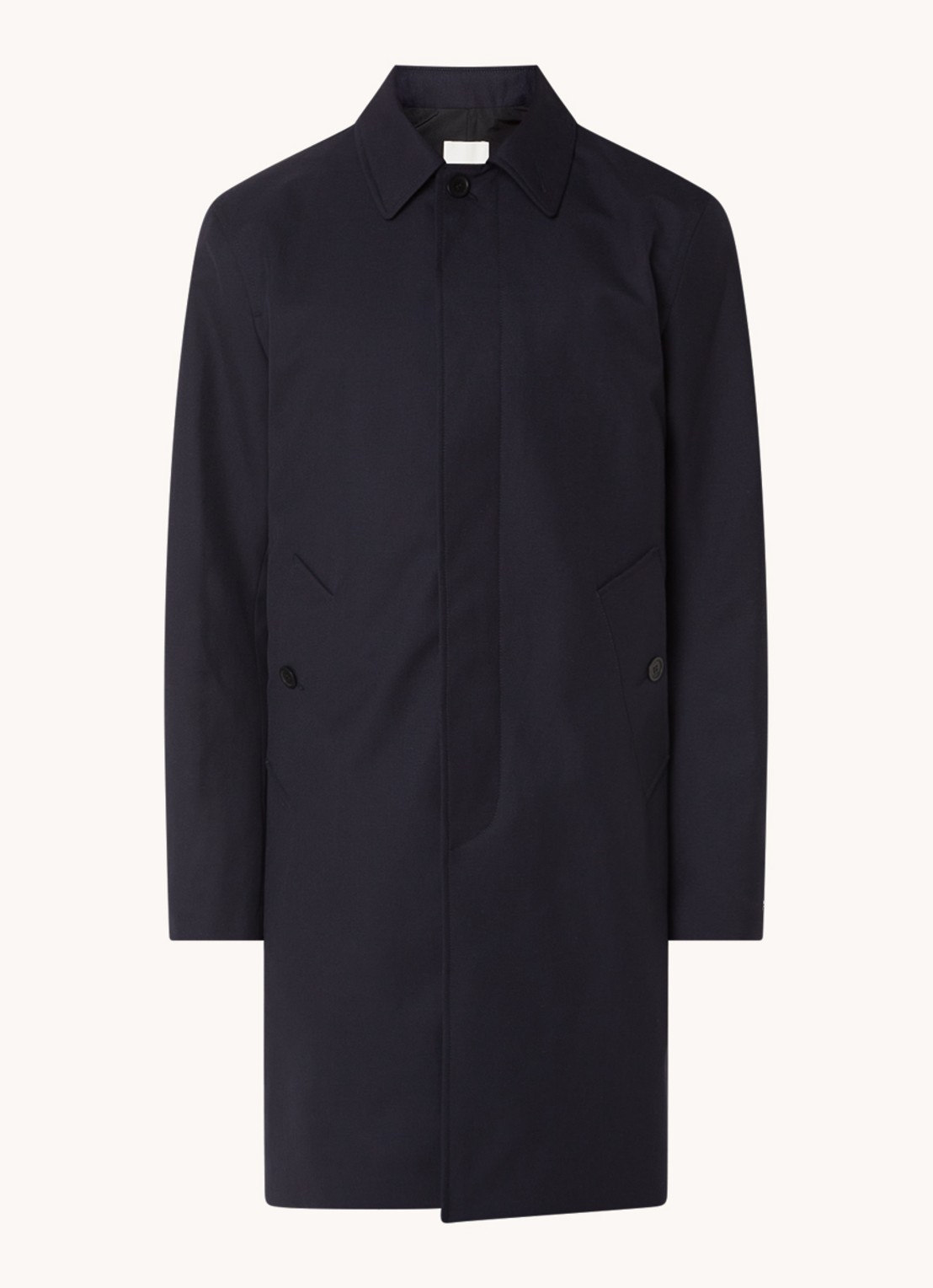 Sandro Trenchcoat in wolblend met steekzakken - voorkant 3 donkerblauw