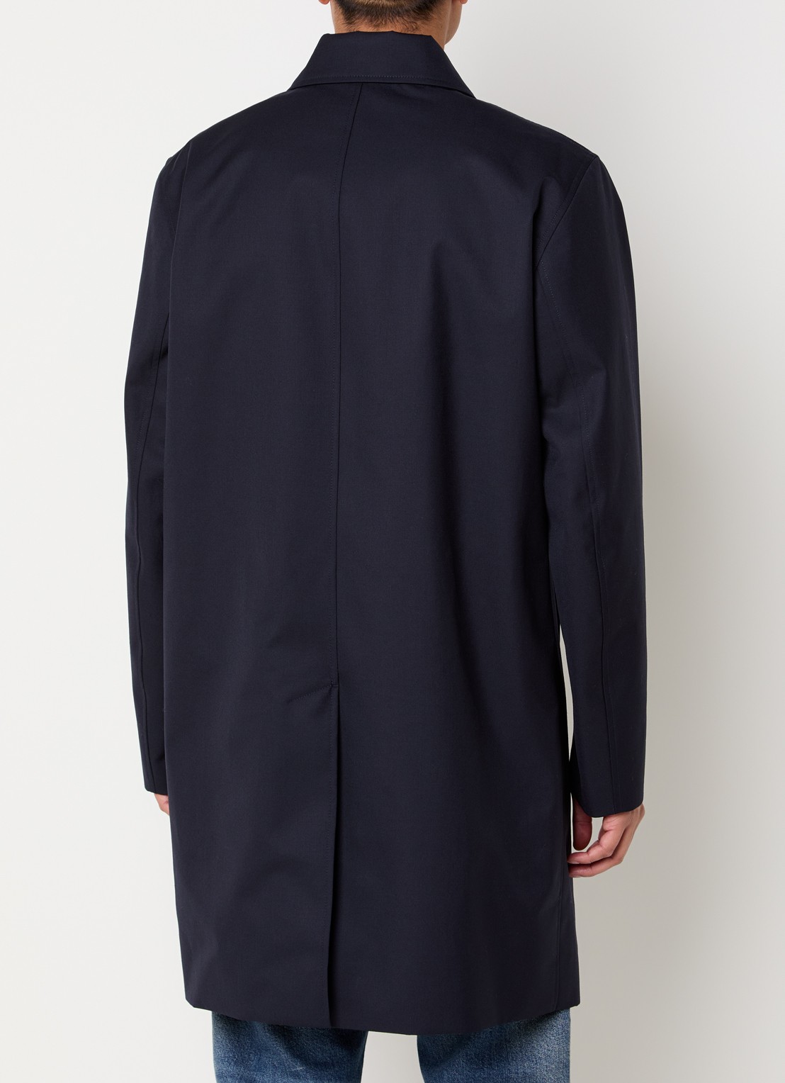 Sandro Trenchcoat in wolblend met steekzakken - achterkant donkerblauw